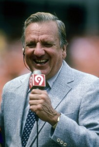 FLUSHING, NY - CIRCA 1980's: New York Mets WOR-TV broadcaster Ralph Kiner prior to a Major League Baseball game circa mid 1980's at Shea Stadium in Flushing, New York. (Photo by Focus on Sport/Getty Images)